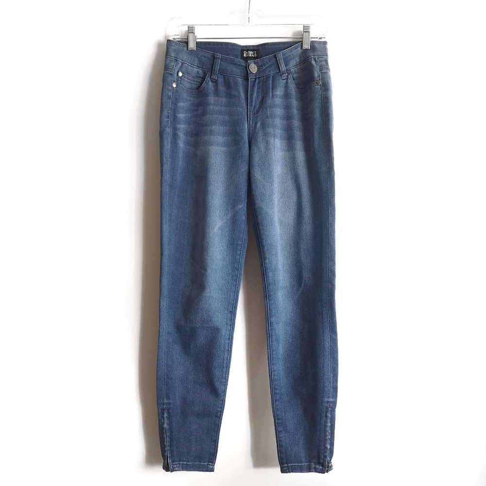 Petite Celebrity Pink Mid-Rise Jeans w/ Zippers